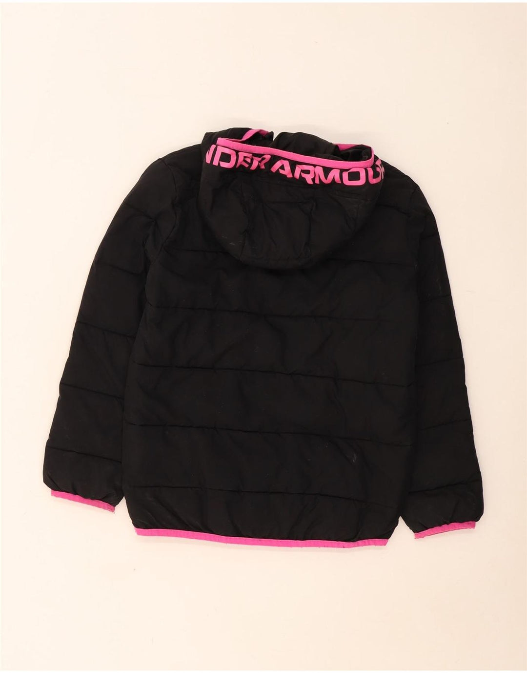 Jaqueta acolchoada com capuz gráfico Under Armour Girls 10-11 anos poliéster preto
