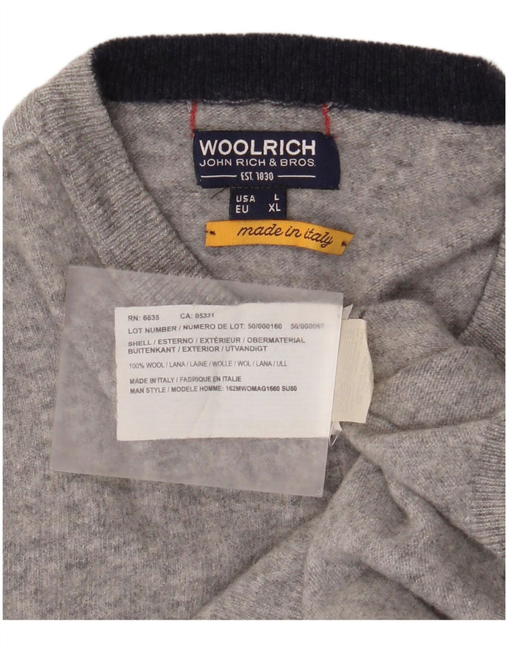 Suéter feminino Woolrich com gola redonda Reino Unido 16 grande lã cinza