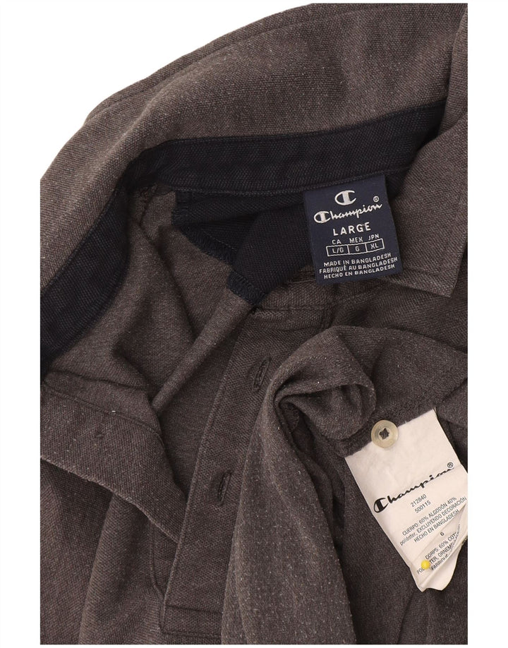 Camisa polo masculina Champion grande algodão manchado cinza