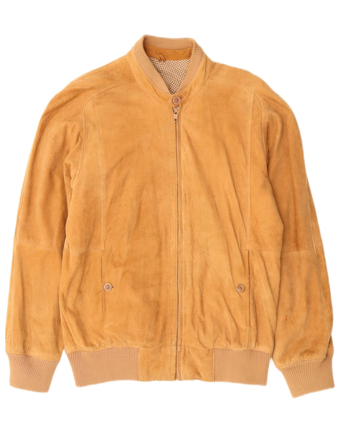 Jaqueta bomber masculina vintage de camurça UK 38 marrom médio