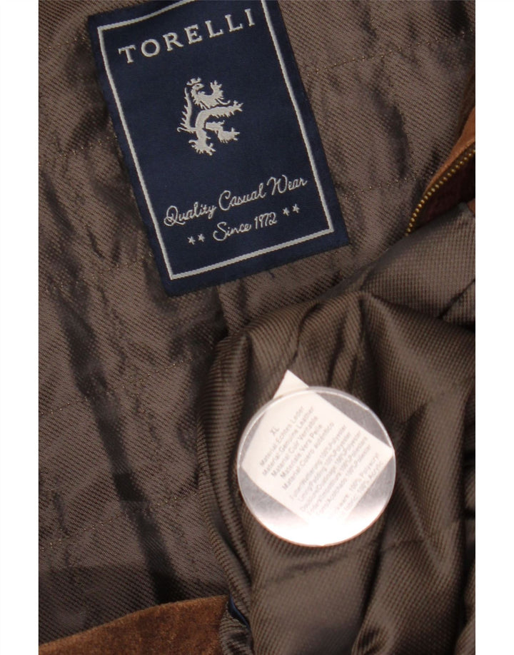 Jaqueta masculina de camurça Torelli Reino Unido 42 XL couro marrom
