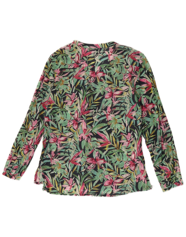 Blusa feminina Laura Ashley UK 10 pequena algodão floral multicolorido