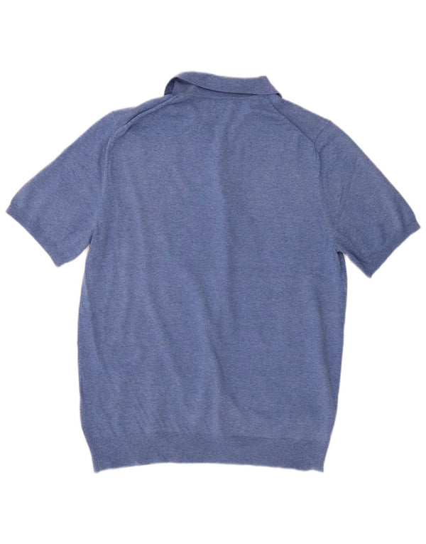Camisa polo masculina Reiss algodão azul médio