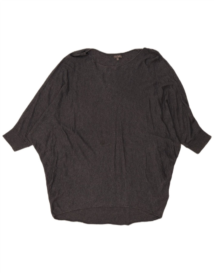 Suéter feminino de grandes dimensões com gola canoa Phase Eight Reino Unido 16 grande cinza