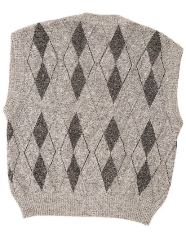 Regata masculina vintage com colete grande cinza Argyle/Diamante