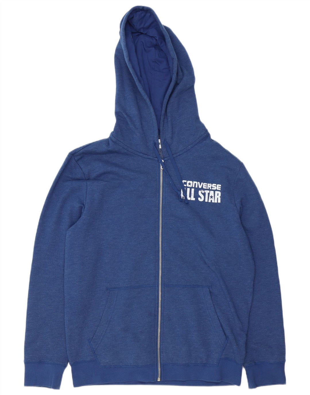 Suéter Converse masculino com capuz e zíper gráfico médio azul marinho algodão