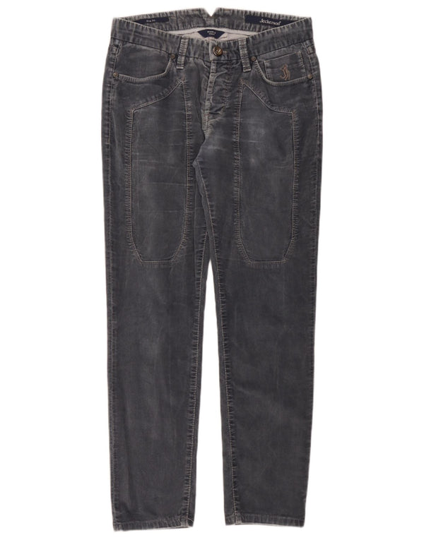 Calça masculina de veludo cotelê Jeckerson W29 L28 algodão cinza