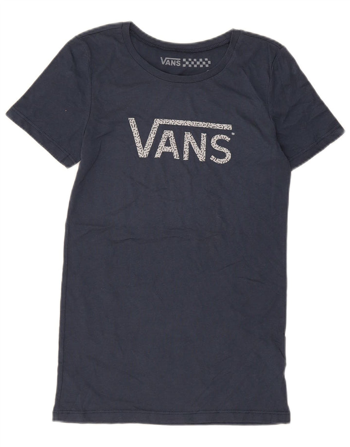 Camiseta feminina VANS com estampa gráfica UK 8 pequena algodão azul marinho