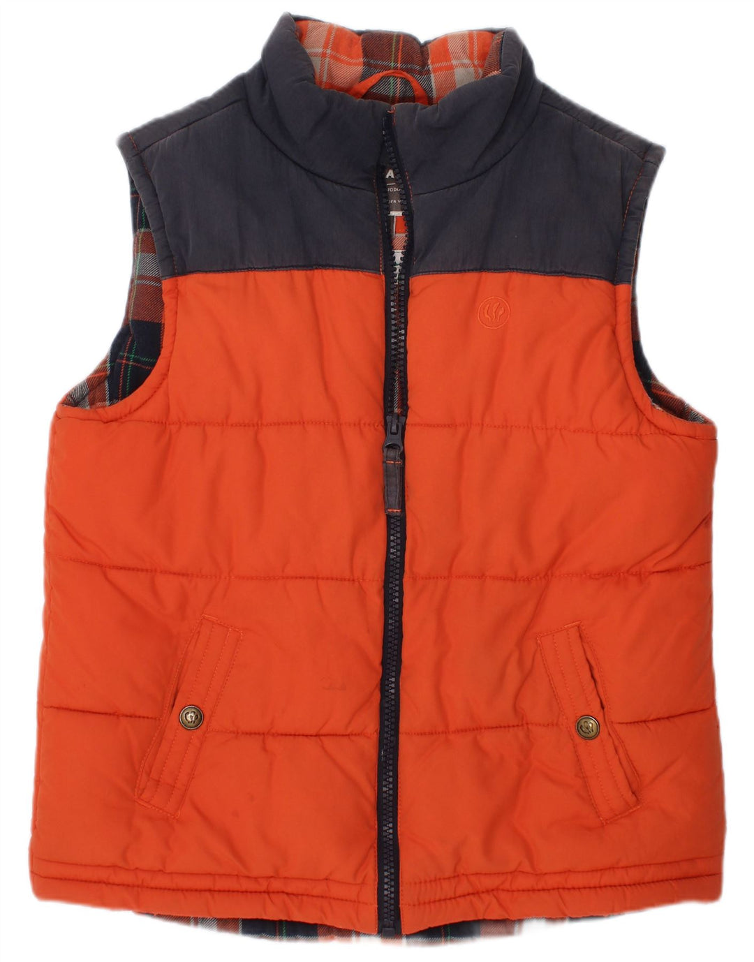 Colete acolchoado para meninos FAT FACE 4-5 anos algodão colorblock laranja