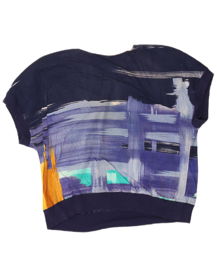 Armando Calo blusa feminina com estampa abstrata top IT 46 grande azul marinho