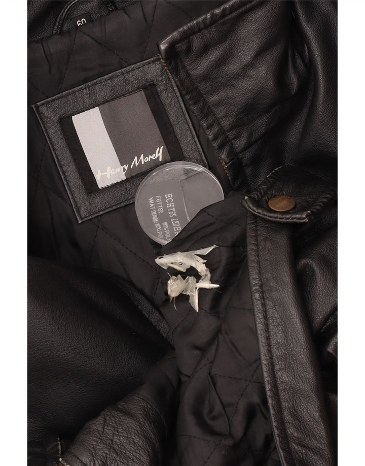 Jaqueta de couro masculina Henry Morell IT 60 5XL couro preto