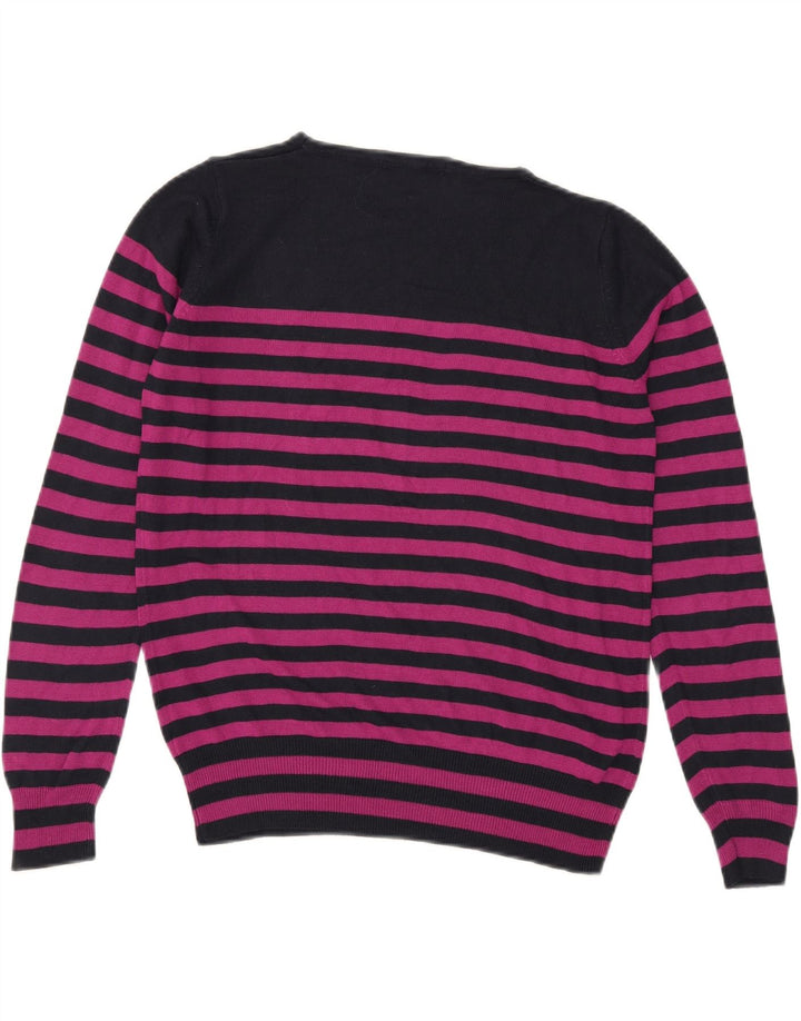 Suéter feminino Marks & Spencer com gola canoa e listrado rosa médio Reino Unido 14