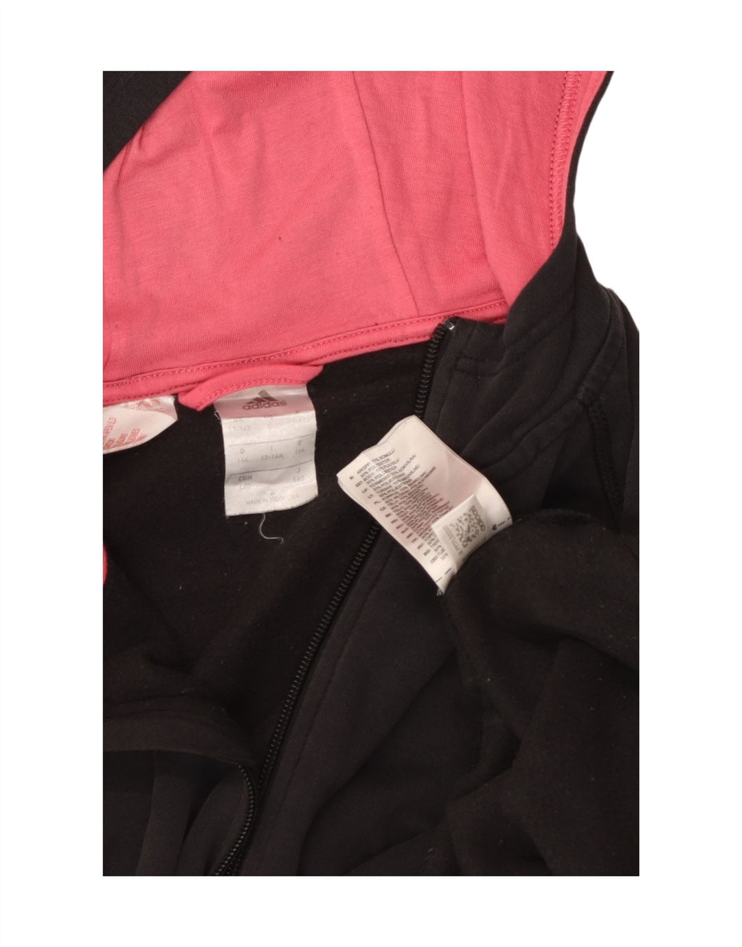 ADIDAS Suéter feminino com capuz e zíper gráfico 13-14 anos algodão preto