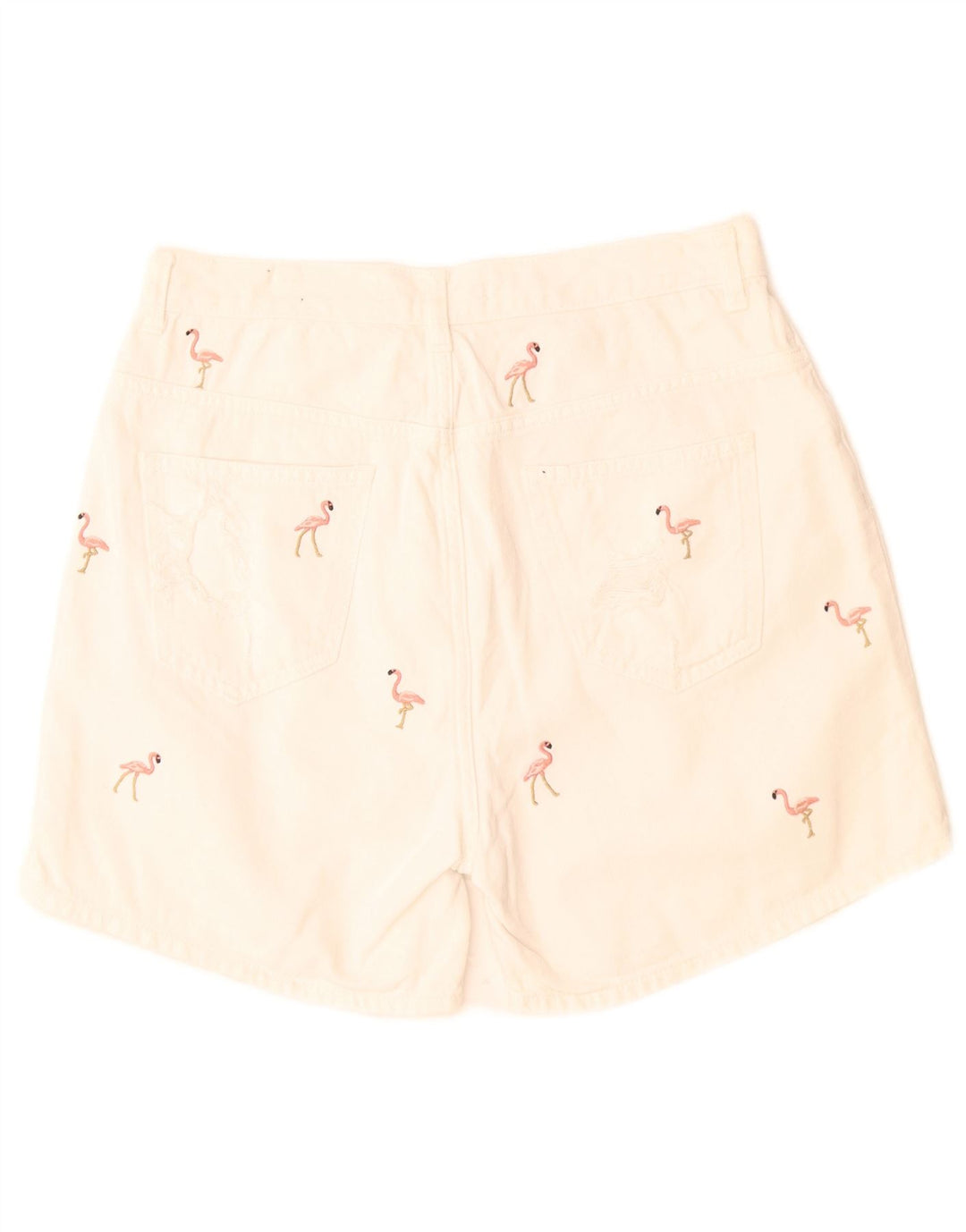 Zara Shorts jeans feminino com padrão abstrato UE 40 médio W28 branco