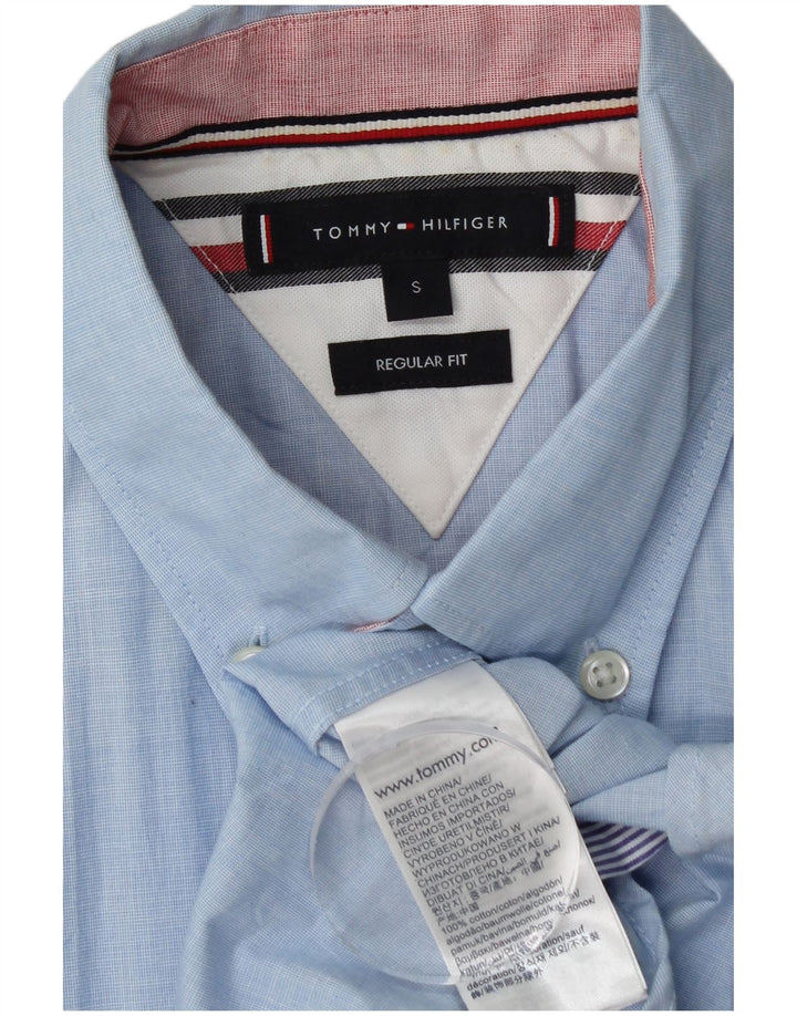 Camisa masculina TOMMY HILFIGER de manga curta regular fit pequena azul algodão