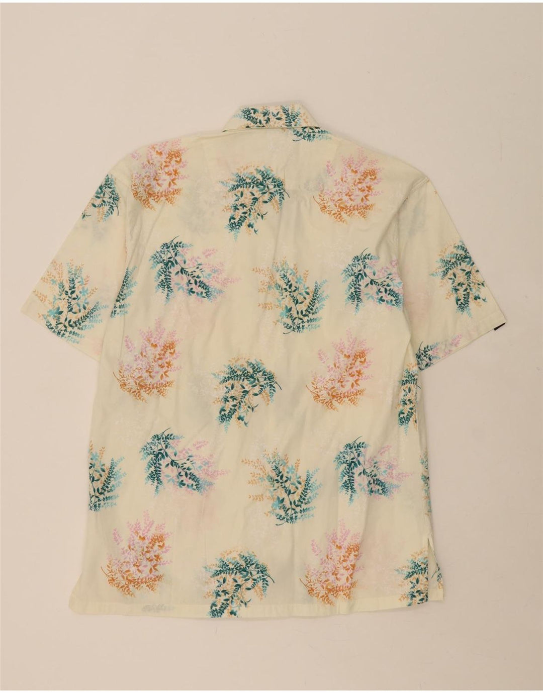 U2 Mens Short Sleeve Shirt XL Off White Floral Cotton Vintage U2 and Second-Hand U2 from Messina Hembry 