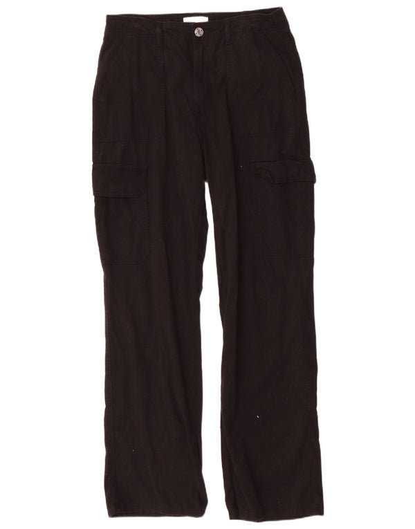 Calça cargo reta feminina Zara EU 40 médio W30 L31 algodão preto