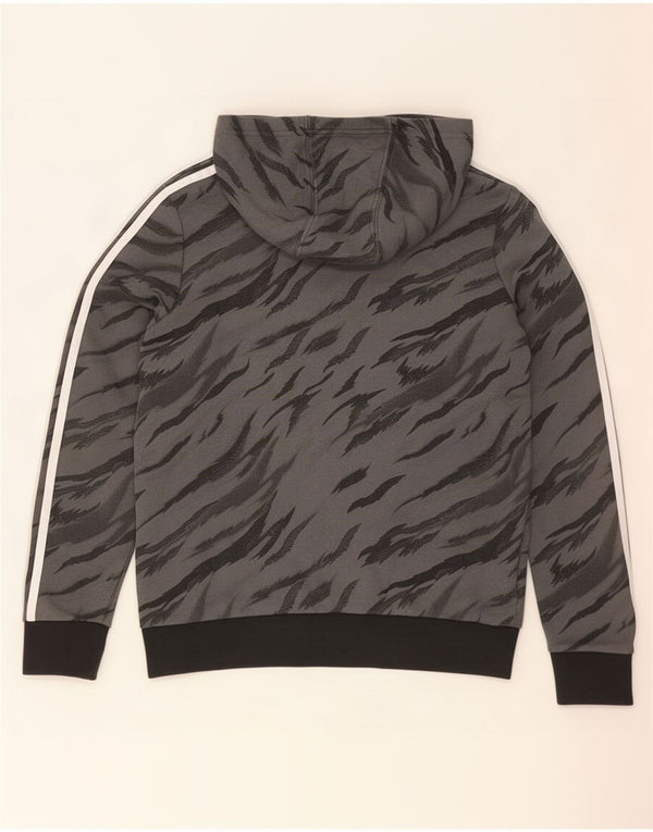 Adidas meninos moletom com capuz 13-14 anos cinza estampa animal algodão