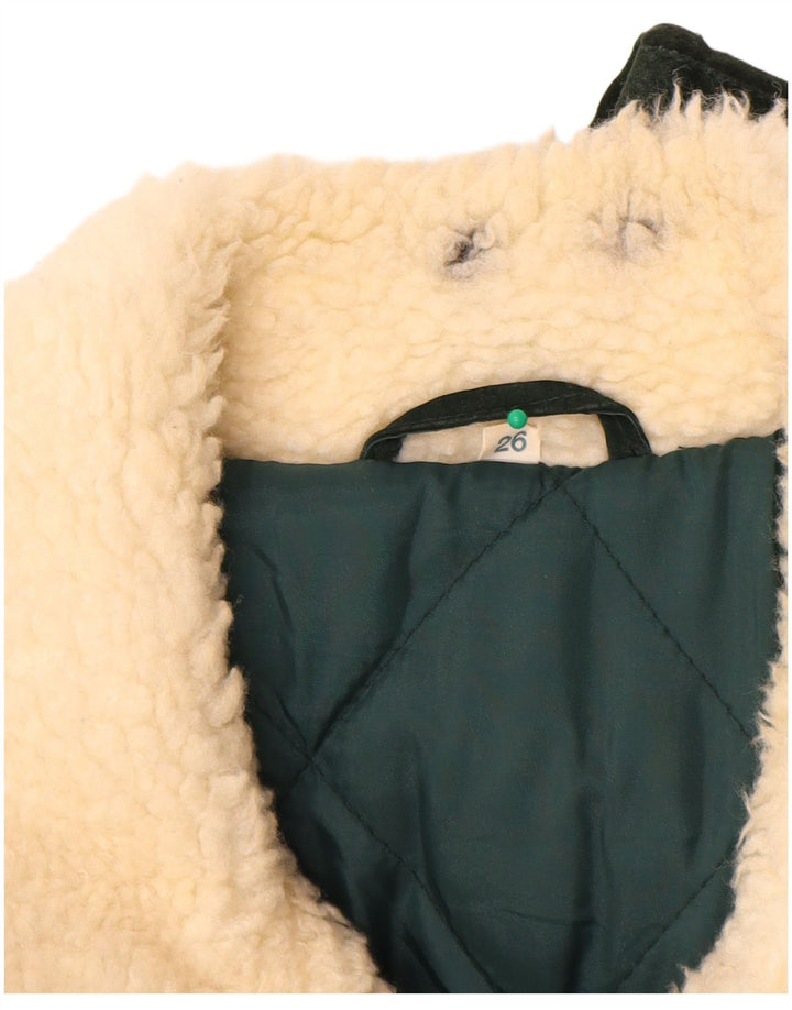 Jaqueta masculina de camurça vintage UK 42 XL lã geométrica cáqui