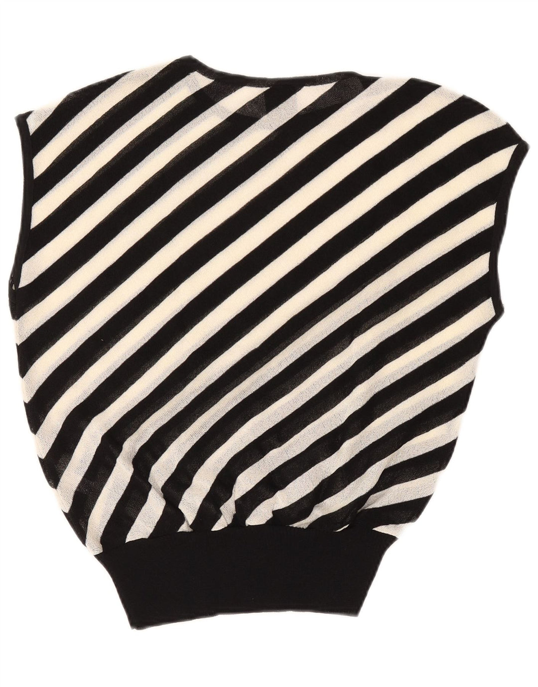 Top feminino vintage sem mangas transparente EU 42 grande acetato listrado preto