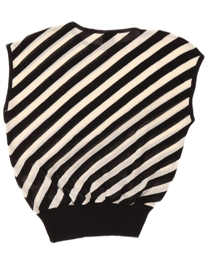Top feminino vintage sem mangas transparente EU 42 grande acetato listrado preto