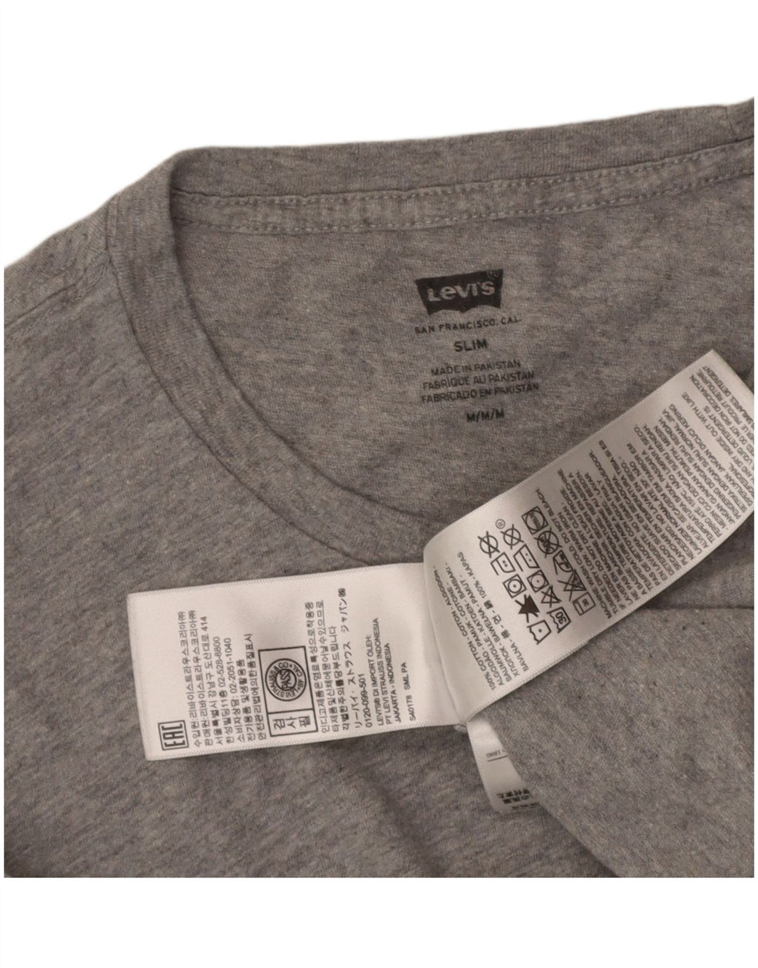 Camiseta masculina LEVI'S Slim Fit Top de algodão cinza médio