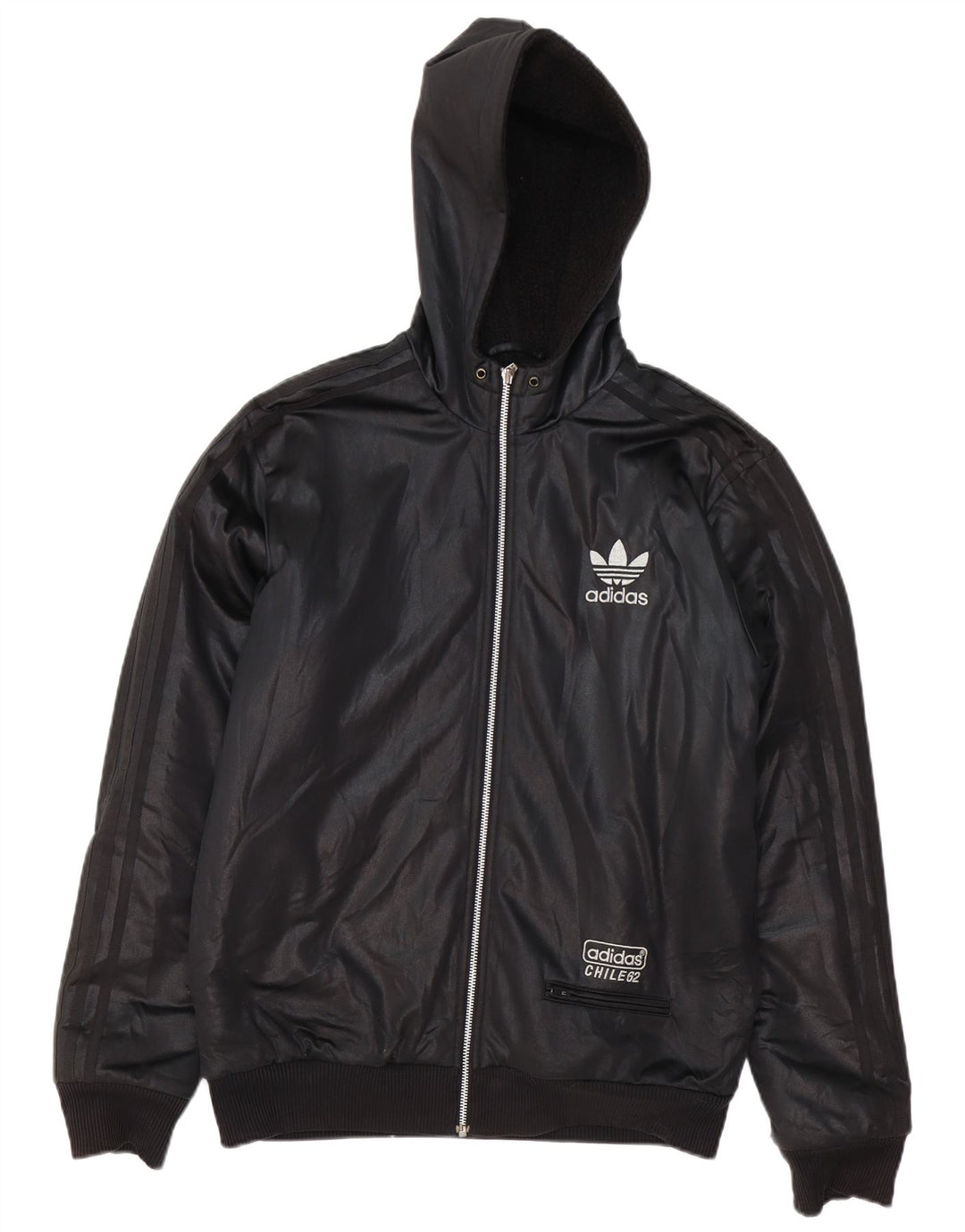ADIDAS Mens Chile 62 Hooded Bomber Jacket UK 38 Médio Preto Poliéster