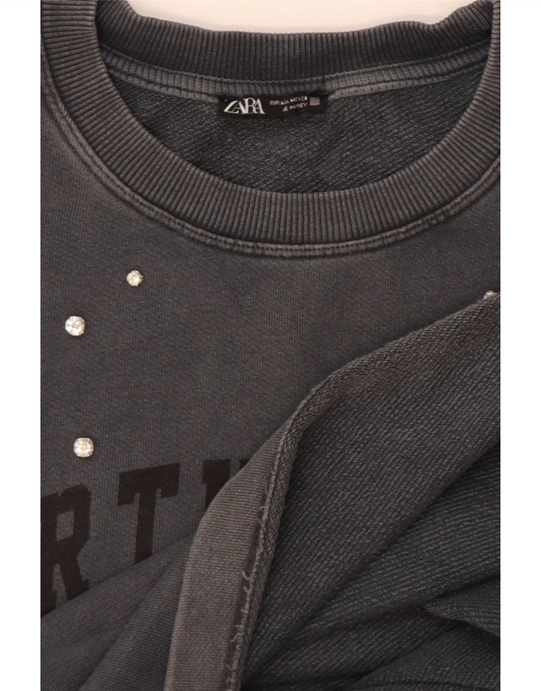 Zara moletom feminino gráfico oversized jumper UK 14 cinza médio