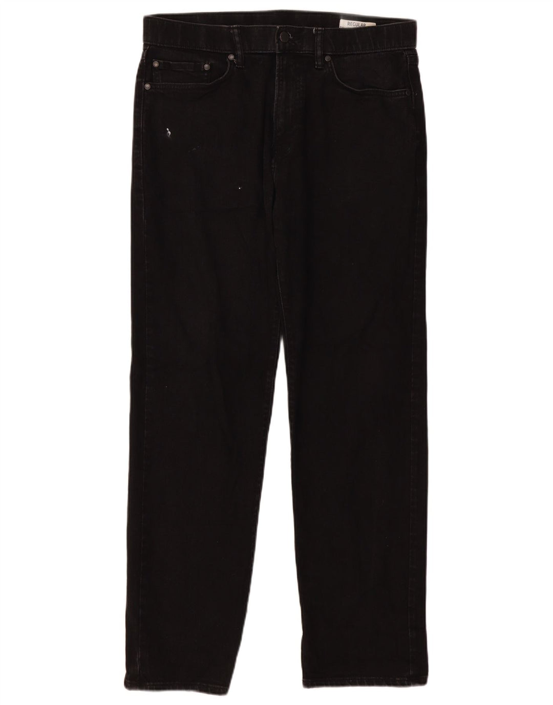 Calça jeans reta regular masculina Marks & Spencer W34 L31 algodão preto