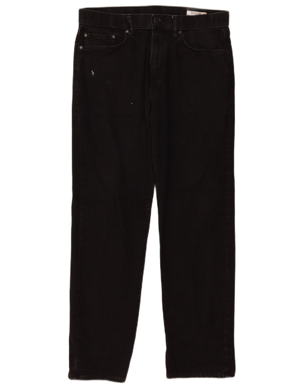 Calça jeans reta regular masculina Marks & Spencer W34 L31 algodão preto