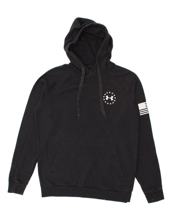 UNDER ARMOUR Mens Cold Gear Graphic Hoodie Jumper Medium Black Cotton Vintage Under Armour and Second-Hand Under Armour from Messina Hembry 