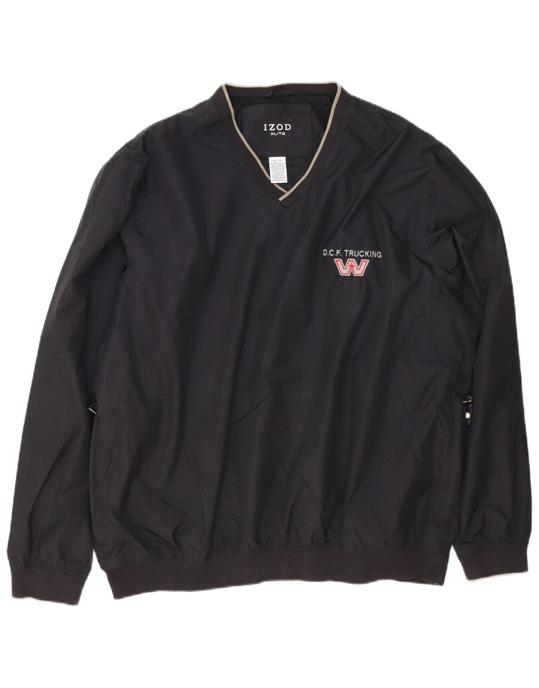 Izod Mens Pulôver Treino Top Jaqueta XL Poliéster Azul Marinho