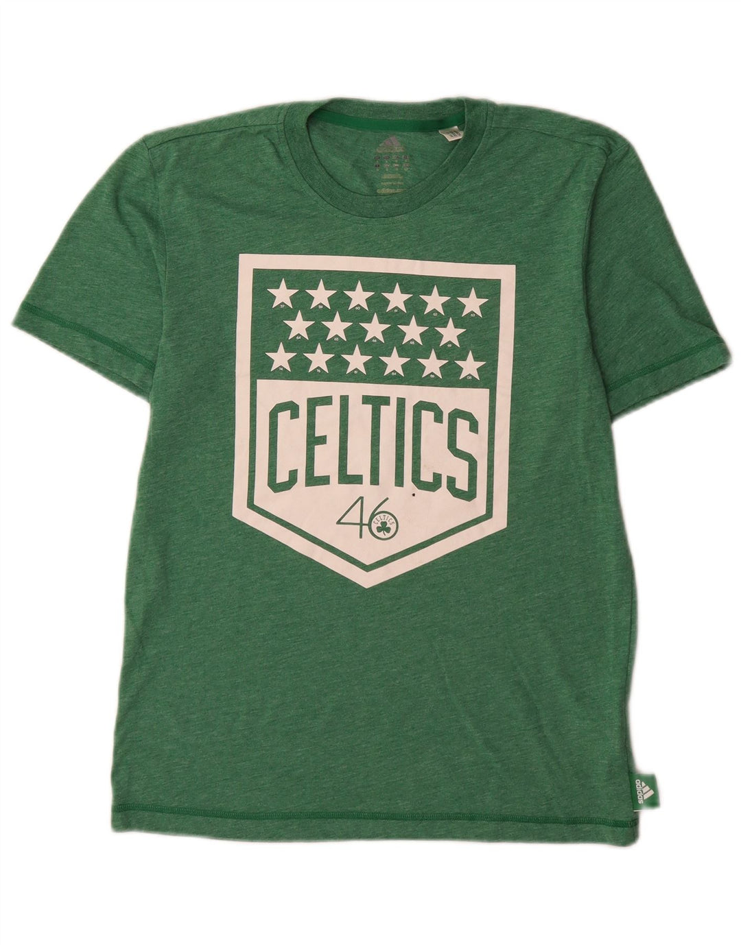 Adidas masculino Boston Celtics camiseta gráfica top pequeno verde poliéster