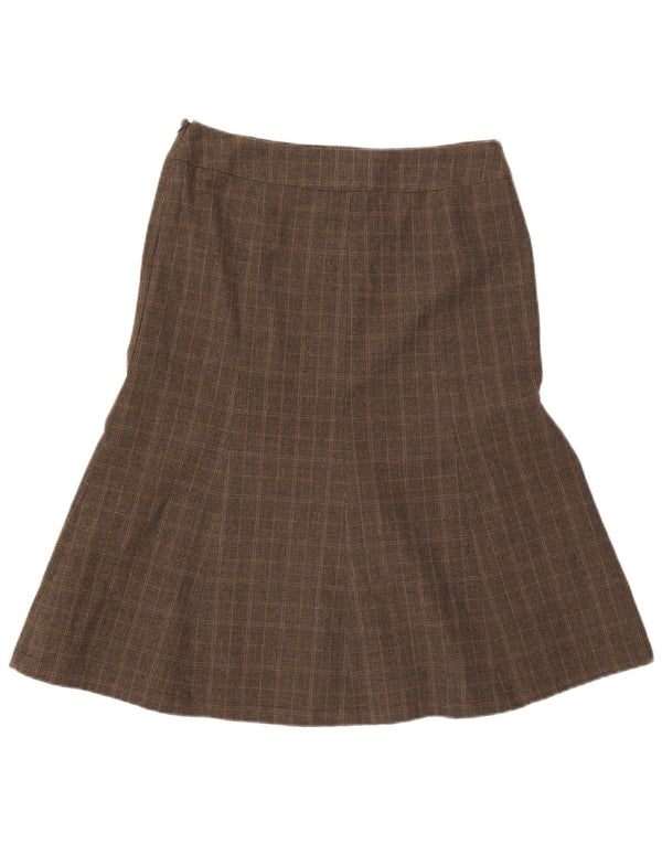 East Womens Saia A-Line UK 12 Médio W30 Marrom Xadrez Poliéster
