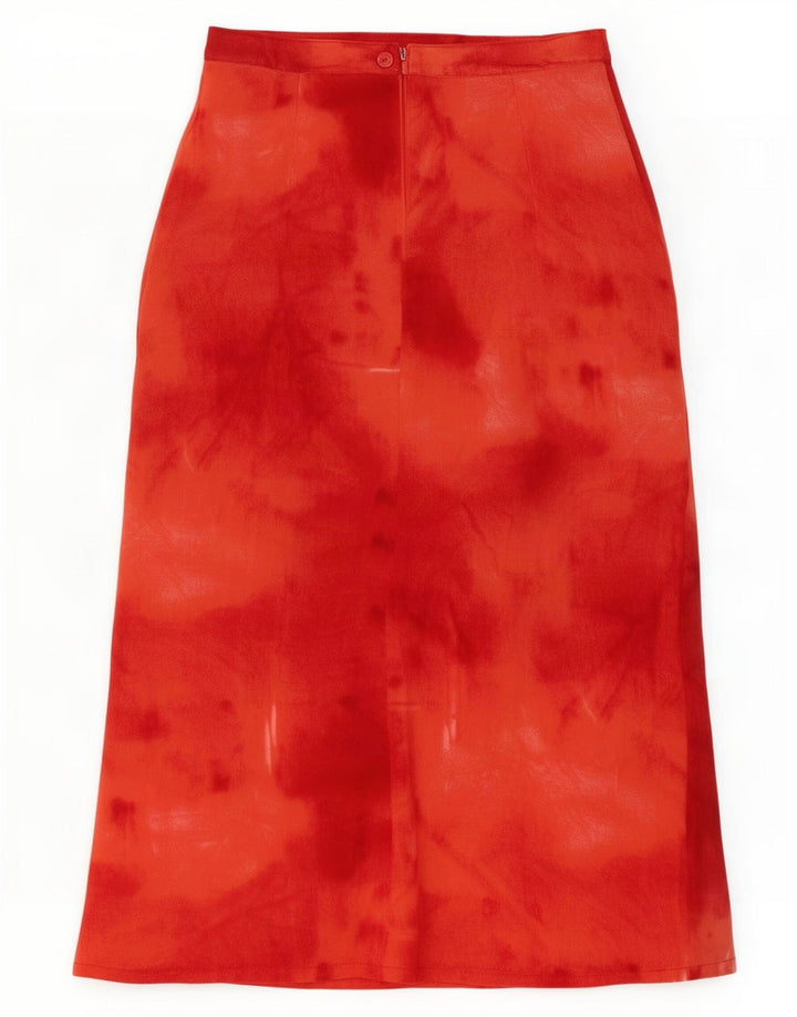 Saia Midi Feminina Vintage IT 42 Médio W26 Vermelho Tie Dye Poliéster