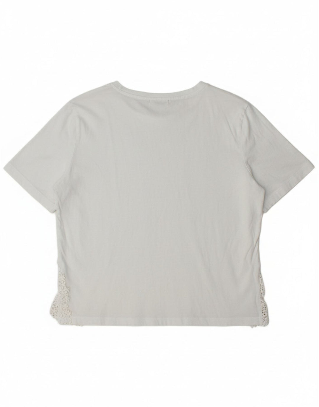 Camiseta feminina ZARA UK 14 algodão branco médio