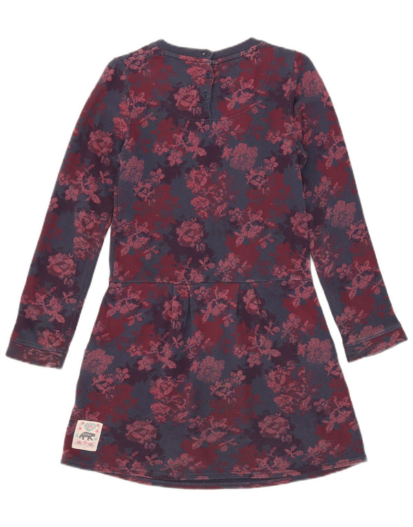 Vestido Básico Fat Face Meninas Manga Longa 10-11 Anos Azul Marinho Floral Algodão