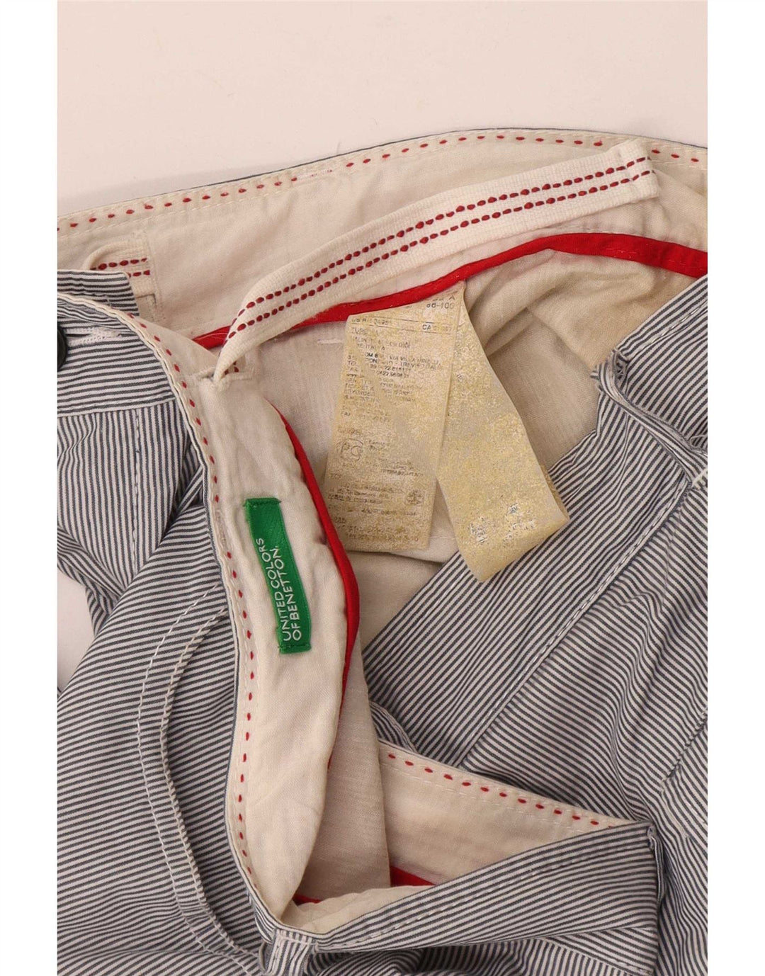 Benetton Masculino Casual Shorts IT 48 Médio W38 Listrado Azul