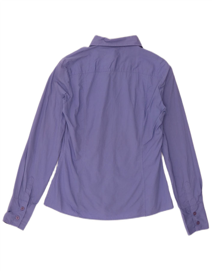 Camisa feminina Benetton UK 14 algodão roxo médio