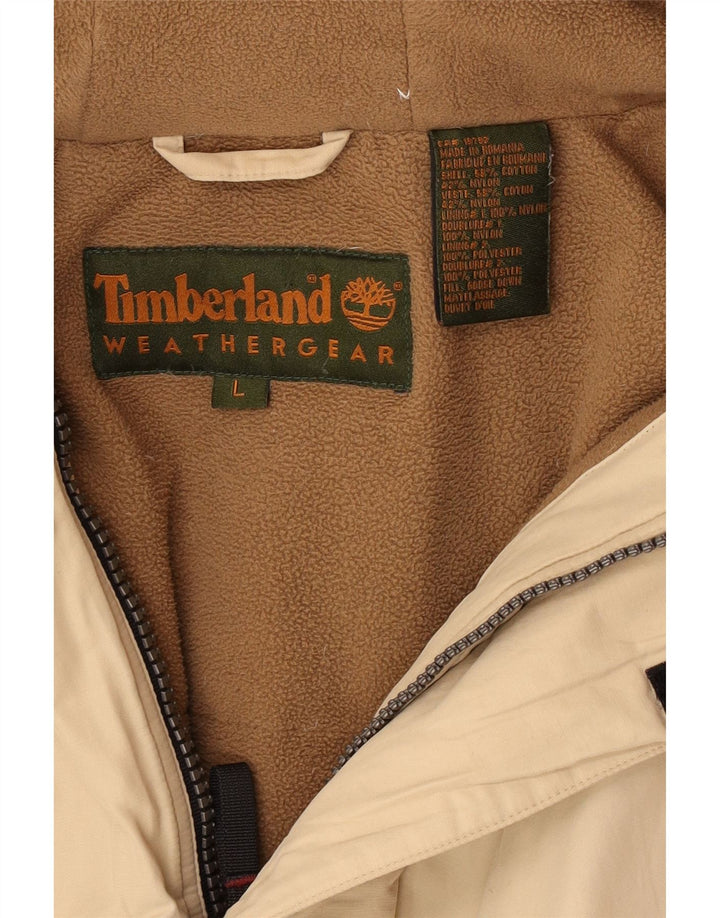 Jaqueta Parka masculina Timberland com capuz UK 40 grande bege nylon