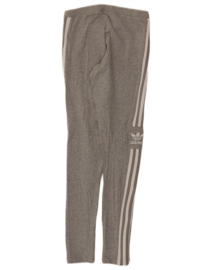 Leggings Adidas Femininas Gráficas UK 8 Pequenas Cinza Algodão