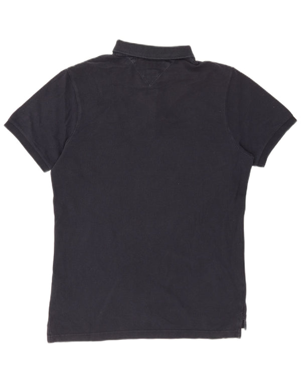 Camisa polo masculina Tommy Hilfiger Slim Fit grande algodão listrado azul marinho