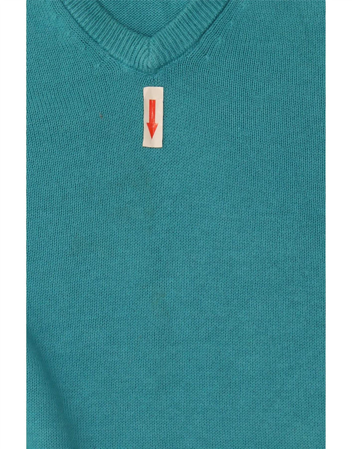 Suéter masculino Marks & Spencer com decote em V 2XL algodão turquesa