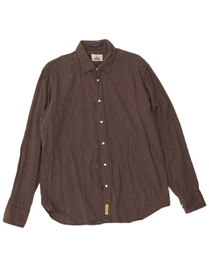 B. D. Camisa masculina de flanela de ajuste regular BAGGIES grande marrom