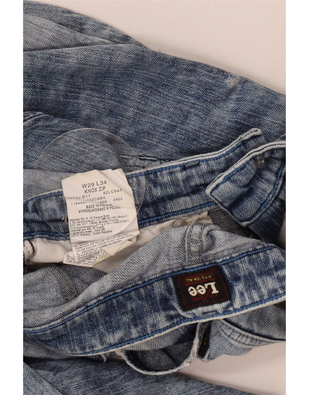 Lee Mens Knox Distressed Straight Jeans W29 L30 Azul Algodão