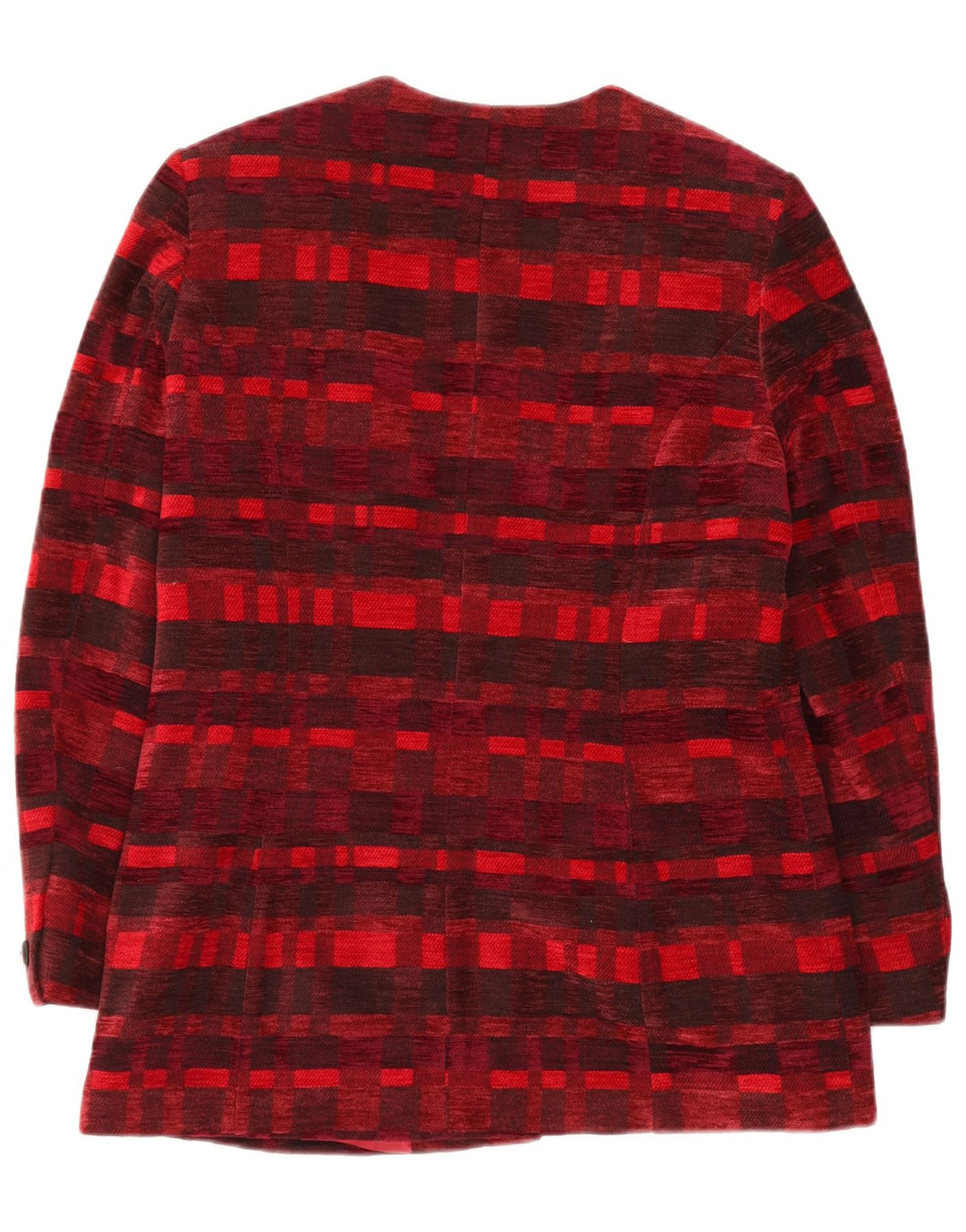 Jaqueta blazer feminina DEVERNOIS PARIS com 5 botões Reino Unido 12 médio vermelho geométrico