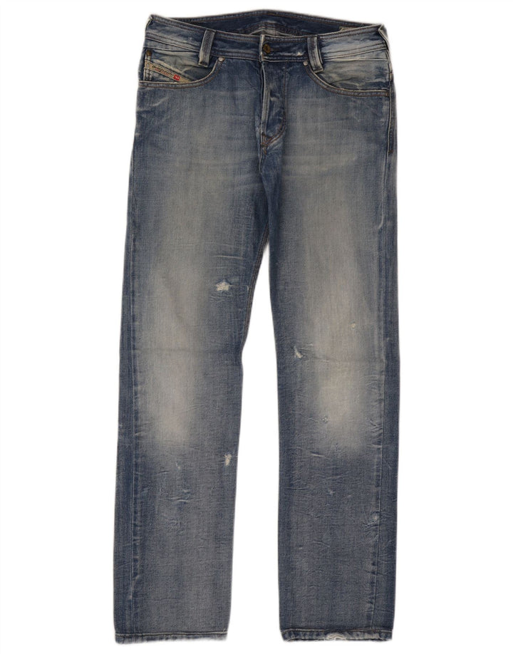 Jeans retos masculinos diesel desgastados W30 L31 algodão azul