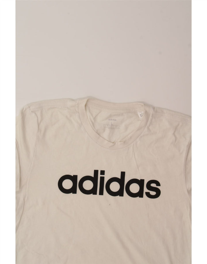 ADIDAS Mens Graphic T-Shirt Top Large White Cotton Vintage Adidas and Second-Hand Adidas from Messina Hembry 