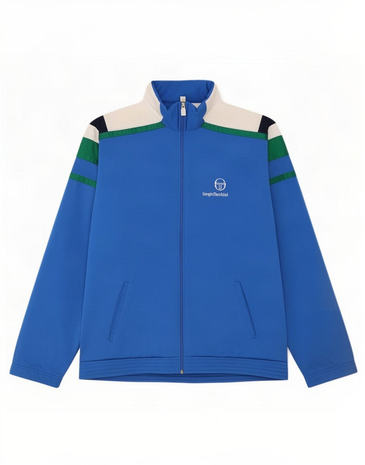 Sergio Tacchini Jaqueta masculina de agasalho IT 52 grande bloco colorido azul