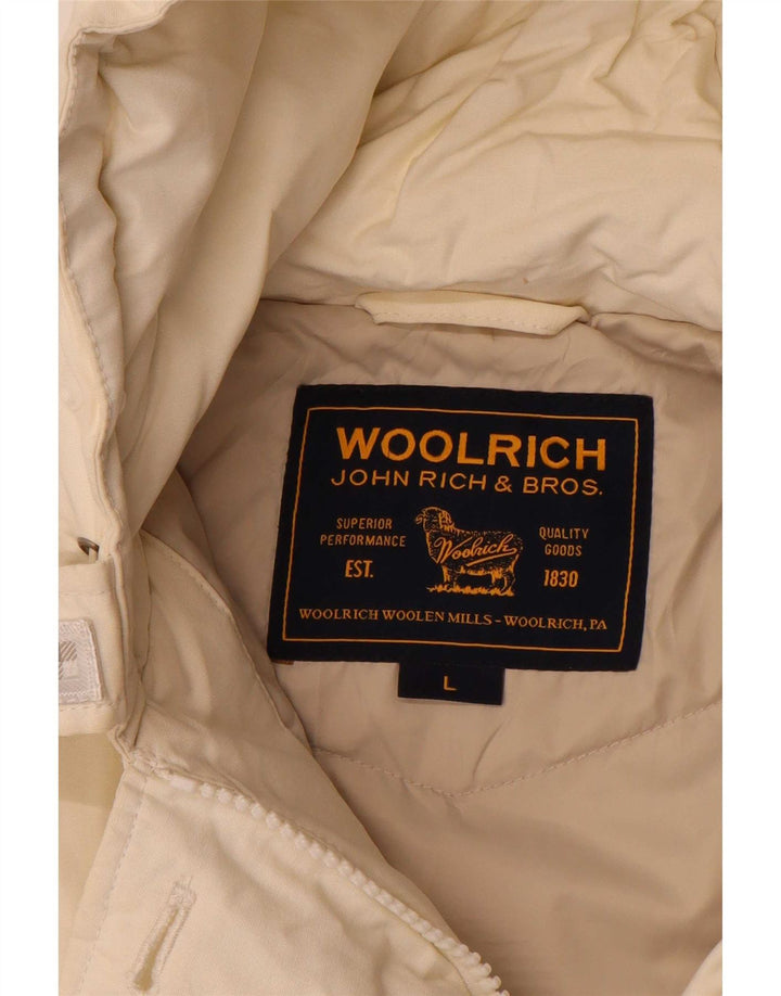Casaco acolchoado com capuz feminino Woolrich Reino Unido 16 grande branco